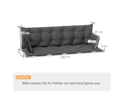 Outsunny Sitzkissen|Sitzkissen-Set für Draußen  Polyester Dunkelgrau 180L x 110B x 8H cm