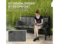 Outsunny Sitzkissen|Sitzkissen-Set für Draußen  Polyester Dunkelgrau 180L x 110B x 8H cm