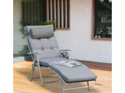 Sonnenliege Gartenliege Klappbar mit Kissen Grau*Outsunny Best