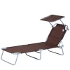 Outsunny Sonnenliegen|Sonnenliege Klappbar Gartenliege mit Dach bis 120 kg Belastbar Braun