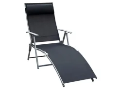 Sonnenliege mit Kissen Tragfähig bis 165 kg Schwarz*Outsunny