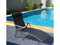 Sonnenliege mit Kissen Tragfähig bis 165 kg Schwarz*Outsunny