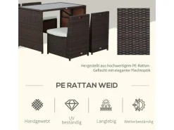 Outsunny Gartenmöbel-Sets|5tlg. Polyrattan Gartenmöbel Rattan Sitzgruppe