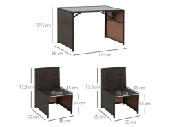 Outsunny Gartenmöbel-Sets|5tlg. Polyrattan Gartenmöbel Rattan Sitzgruppe