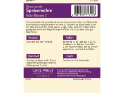 Pabst Keimkraft Spaten|Speisemöhre Spät & Kegelförmig Rote Riesen 2 Saatgut