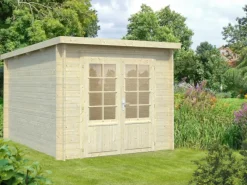 Ella Holz-Gartenhaus Natur Flachdach Tauchgrundiert 240 cm x 300 cm*Palmako Clearance