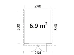 Ella Holz-Gartenhaus Natur Flachdach Tauchgrundiert 240 cm x 300 cm*Palmako Clearance