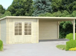 Ella Holz-Gartenhaus Natur Flachdach Tauchgrundiert 592 cm x 300 cm*Palmako Online