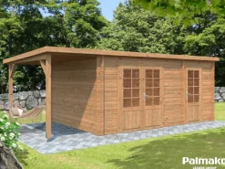 Ella Holz-Gartenhaus Braun Pultdach Tauchgrundiert 610 cm x 300 cm*Palmako Outlet