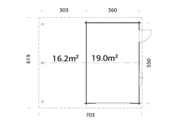 Garage Roger ohne Tor 653 x 550 cm Tauchgrundiert FSC®*Palmako