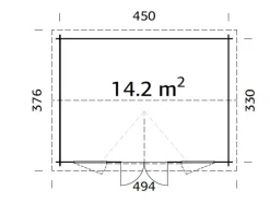 Kinder Palmako Kinder-Gartengeräte|Gartenhaus Claudia 450 x 330 cm Tauchgrundiert FSC®