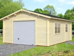 Holzgarage Roger mit Sektionaltor Natur 450 cm x 550 cm*Palmako New