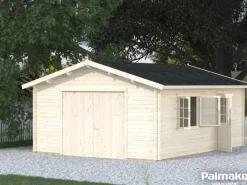 Holzgarage Roger mit Holztor Klar tauchgrundiert 450 cm x 550 cm*Palmako Discount