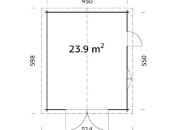 Holzgarage Roger mit Holztor Klar tauchgrundiert 450 cm x 550 cm*Palmako Discount