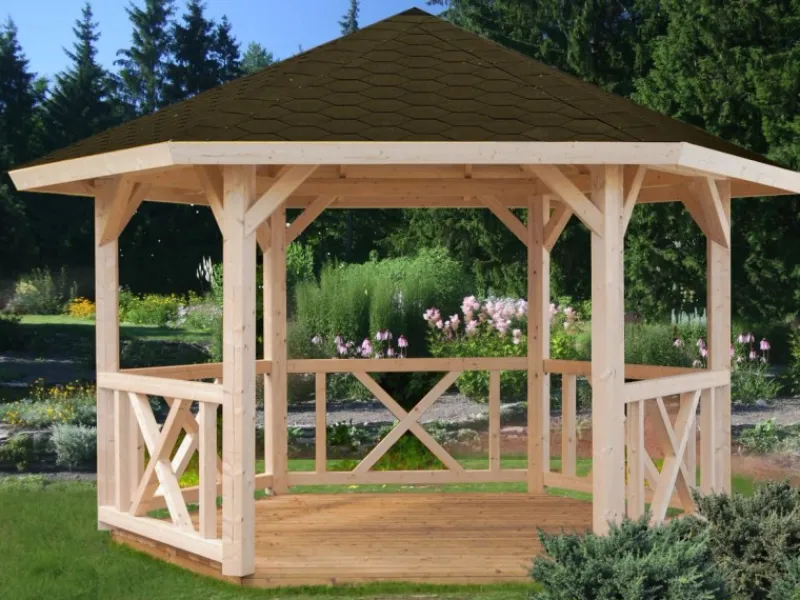 Holz-Pavillon Betty Braun imprägniert 337 cm x 337 cm ohne Fußboden*Palmako Hot