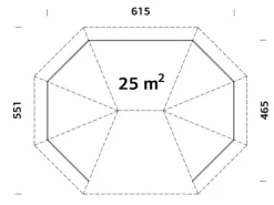 Palmako Gartenlauben|Holz-Pavillon Betty Natur unbehandelt 617 cm x 467 cm ohne Fußboden