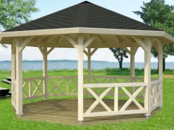 Holz-Pavillon Betty Natur unbehandelt 465 cm x 465 cm ohne Fußboden*Palmako Sale