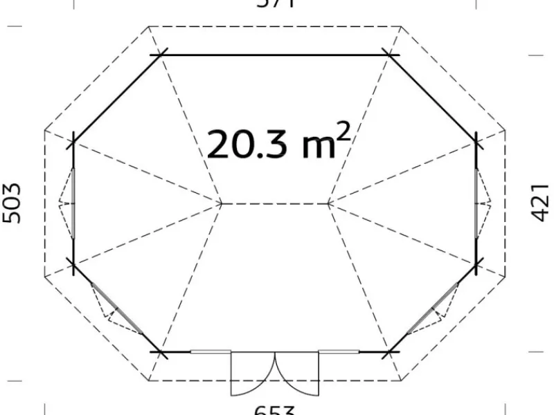 Holz-Pavillon Hanna Braun tauchgrundiert BxT: 571 cm x 421 cm*Palmako Clearance