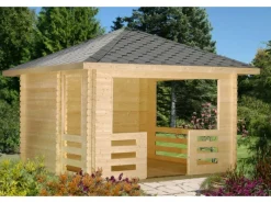 Palmako Pavillons|Holz-Pavillon Julie Natur unbehandelt 330 cm x 330 cm inkl. Fußboden