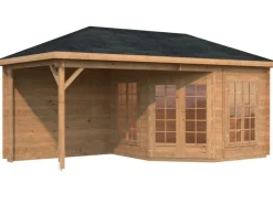 Palmako Gartenlauben|Holz-Pavillon Melanie Braun 557 cm x 280 cm inkl.Fußboden