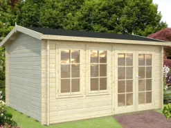 Kinder Palmako Kinder-Gartengeräte|Iris Holz-Gartenhaus Natur Satteldach Unbehandelt 390 cm x 300 cm