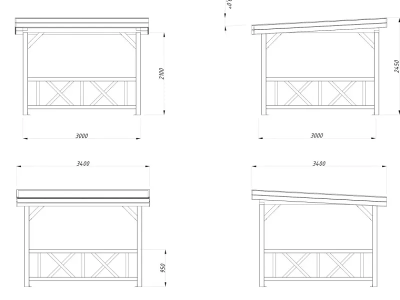 Palmako Gartenlauben|Pavillon Lenna Set 301 Tauchgrundiert 300 cm x 300 cm FSC®