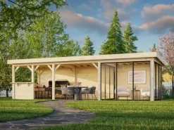 Palmako Gartenlauben|Pavillon Lenna Set 716 Slide Plus 876 x 300 cm Lackiert Weiß FSC®