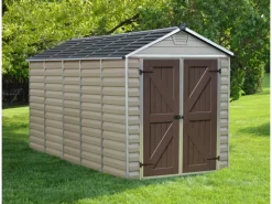 Palram - Canopia Kaminholzregale|Kunststoff-Gerätehaus Skylight 1.9 x 3.8 Beige-Braun 6,3 m²