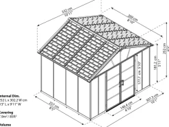 Palram - Canopia Laubbläser|Kunststoff-Gerätehaus Yukon 3.3 x 2.7 Grau 9 m²