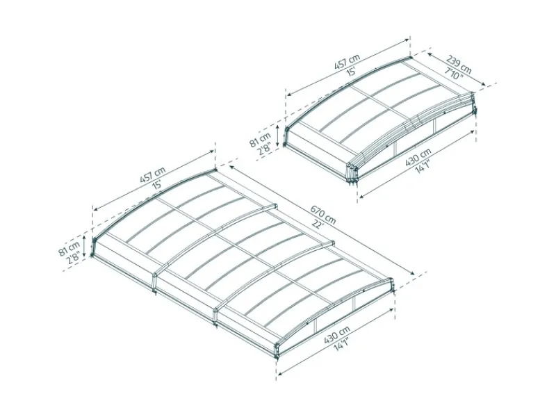 Palram - Canopia Outdoor Whirlpools|Poolüberdachung|Poolüberdachung Majorca 458 cm x 677 cm Grau