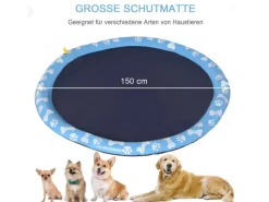 PawHut Wasserspielzeug|150 cm Hunde Sprinkler mit Anti-Rutsch Matte