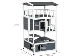 PawHut Outdoor-Spielzeug|Katzenhütte mit Terrasse und 4 Etagen