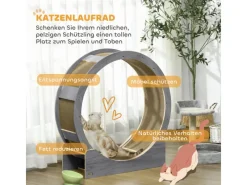 Katzenlaufrad Mehrschichtplatte Wellpapier Grau 91L x 33,5B x 94H cm*PawHut