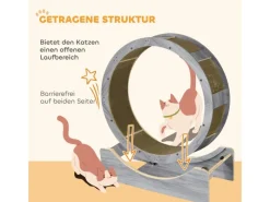 Katzenlaufrad Mehrschichtplatte Wellpapier Grau 91L x 33,5B x 94H cm*PawHut