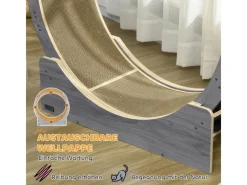 Katzenlaufrad Mehrschichtplatte Wellpapier Grau 91L x 33,5B x 94H cm*PawHut