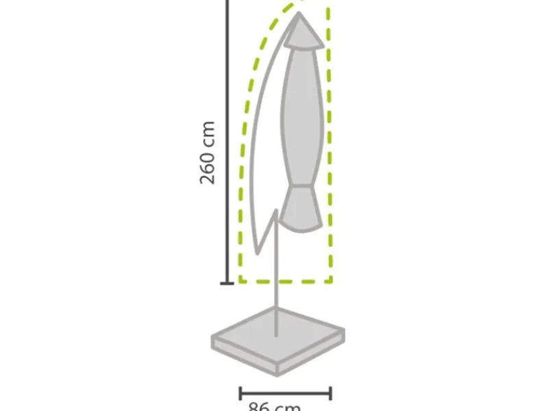 Perel Sonnenschirme|Garten-Schutzhülle für Schirme max. Ø 350 cm 260 cm x 350 cm x 350 cm