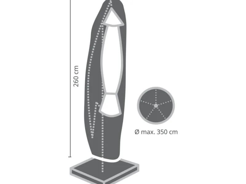 Perel Sonnenschirme|Garten-Schutzhülle für Schirme max. Ø 350 cm 260 cm x 350 cm x 350 cm