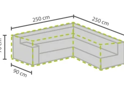 Perel Lounge-Gartenmöbel|Schutzhüllen|Garten-Schutzhülle für L-förmige Lounge-Gruppen 70 cm x 215 cm x 215 cm