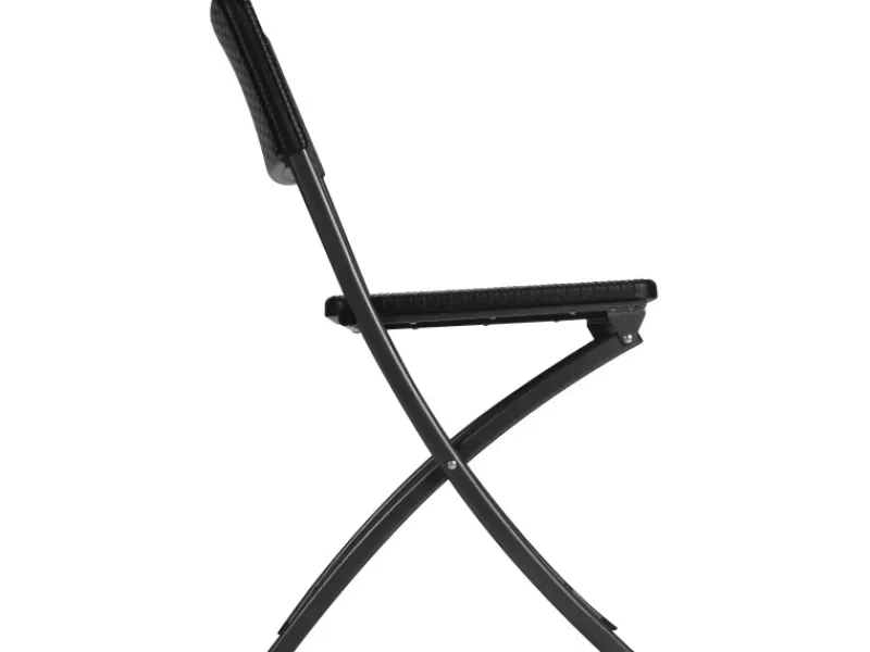 Klappstuhl Polyrattan-Optik Schwarz*Perel