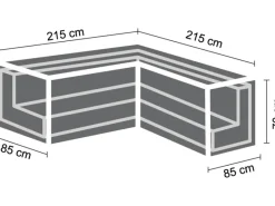 Perel Schutzhüllen|Lounge-Gartenmöbel|Schutzhülle für L-förmiges Gartenmöbel Lounge-Set 215 x 215 cm
