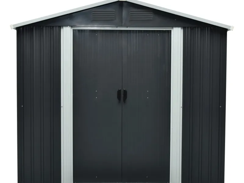 Pergart Gartenschränke|Metall-Gerätehaus Dresden Grau-Creme 3,66 m²