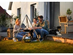 Petromax Campingzubehör|Dreibein-Set mit Kette & Haken D1 Stahl Aufstellhöhe 88 cm - 144 cm