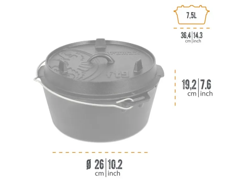 Dutch Oven FT9-T Schwarz mit planem Boden 7,5 l Ø 23,9 cm*Petromax Sale