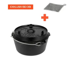 Dutch Oven Set FT9-Scrub Schwarz mit Standfüßen 7,5 l Ø 23,9 cm*Petromax Sale
