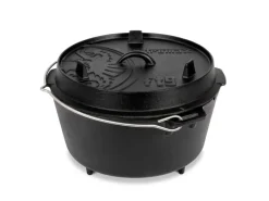 Dutch Oven Set FT9-Scrub Schwarz mit Standfüßen 7,5 l Ø 23,9 cm*Petromax Sale