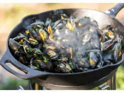 Petromax Campingzubehör|Grillzubehör|Feuerpfanne FP25-T Schwarz mit Stiel Gusseisen Ø 25 cm