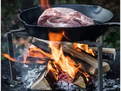 Petromax Campingzubehör|Grillzubehör|Feuerpfanne FP25-T Schwarz mit Stiel Gusseisen Ø 25 cm