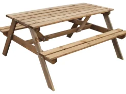 Andrewex Bierzeltgarnituren|Picknick-Gartentisch Holz Braun 71,2 cm x 130,5 cm x 148 cm