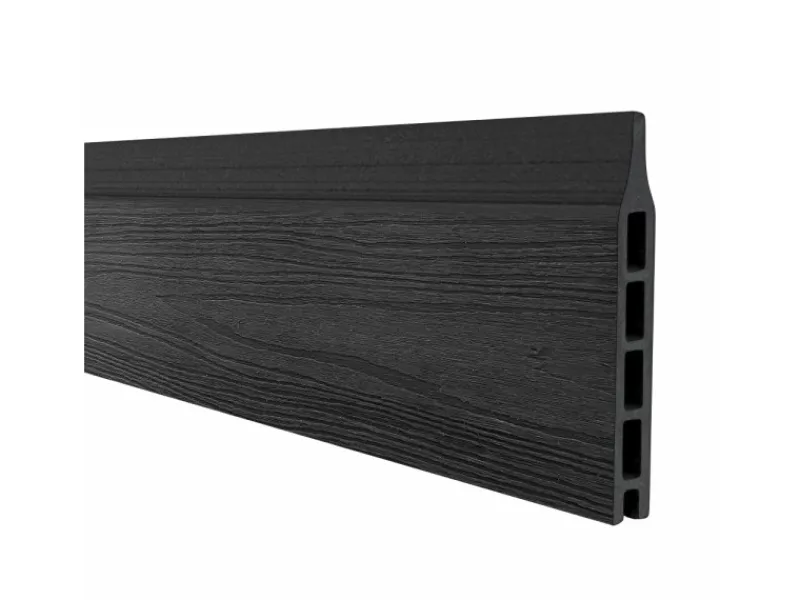 Plus Balkonsichtschutz|Holz Sichtschutzzaun Artura WPC Schiefergrau mit Glas 180 cm x 175 cm