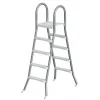 Poolomio Pooltechnik|Edelstahlleiter mit Handlauf 4-stufig für Pools bis 140 cm